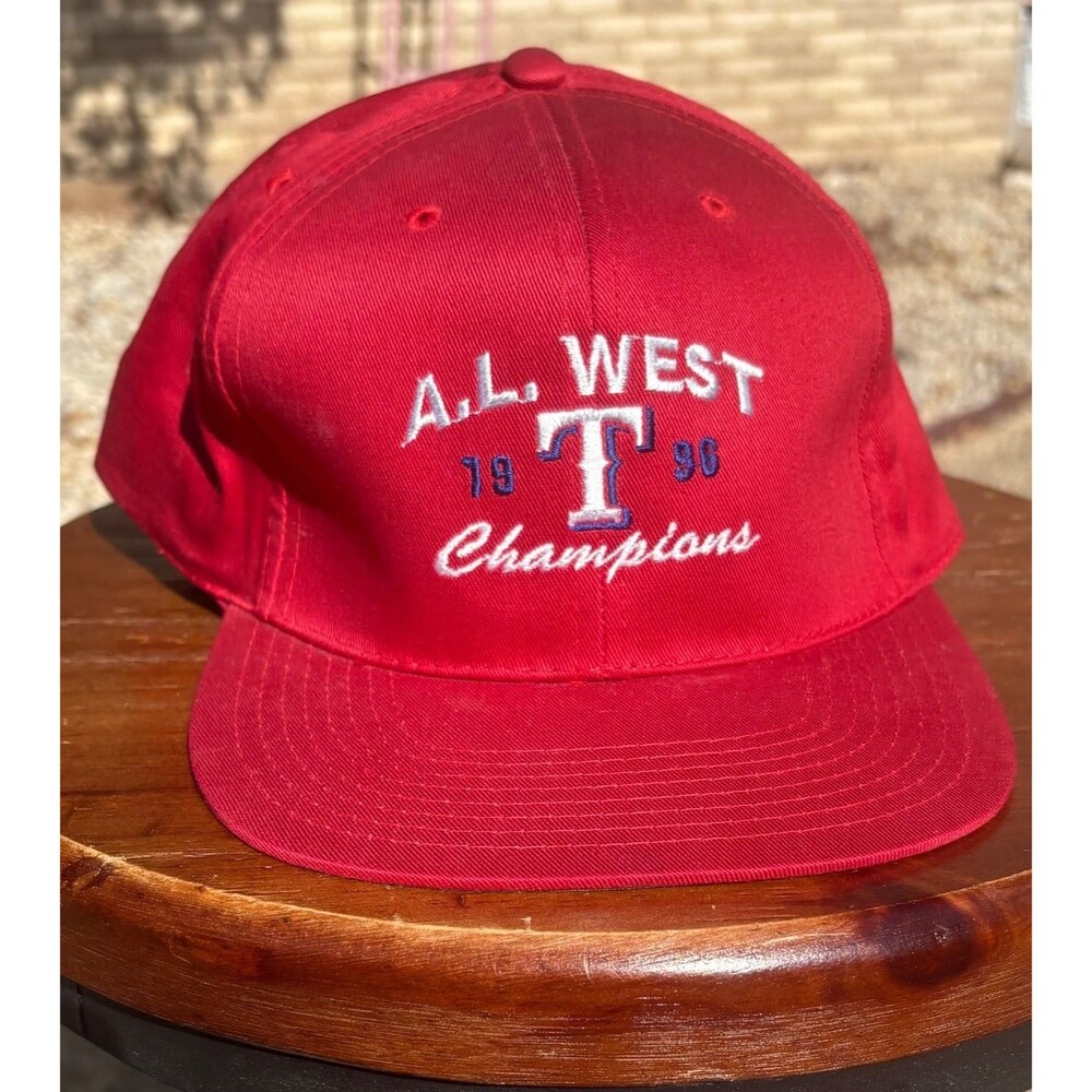 1996 Headmaster Texas Rangers A.L. West Champions Hat Mens OS Red